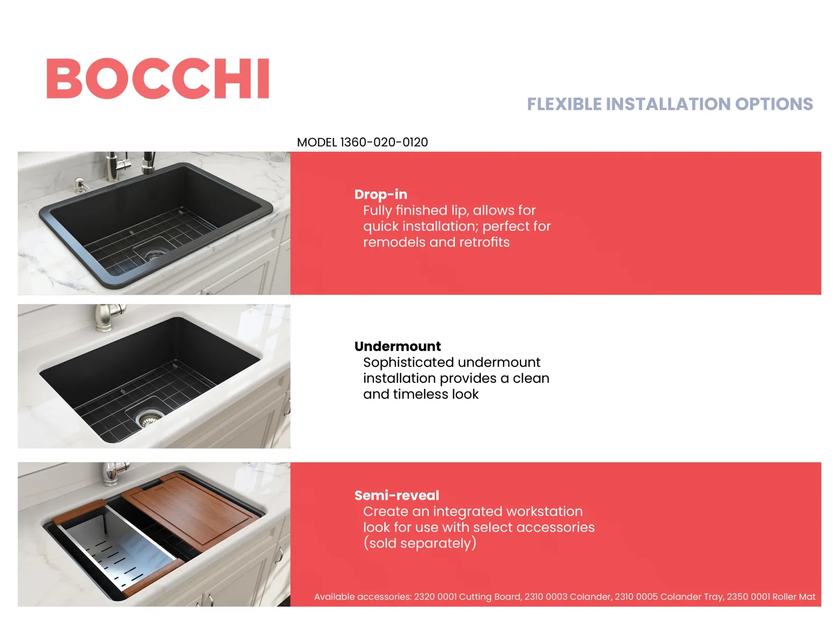 BOCCHI Sotto 27" Fireclay Dual Mount Single Bowl Kitchen Sink, Matte Dark Gray, 1360-020-0120