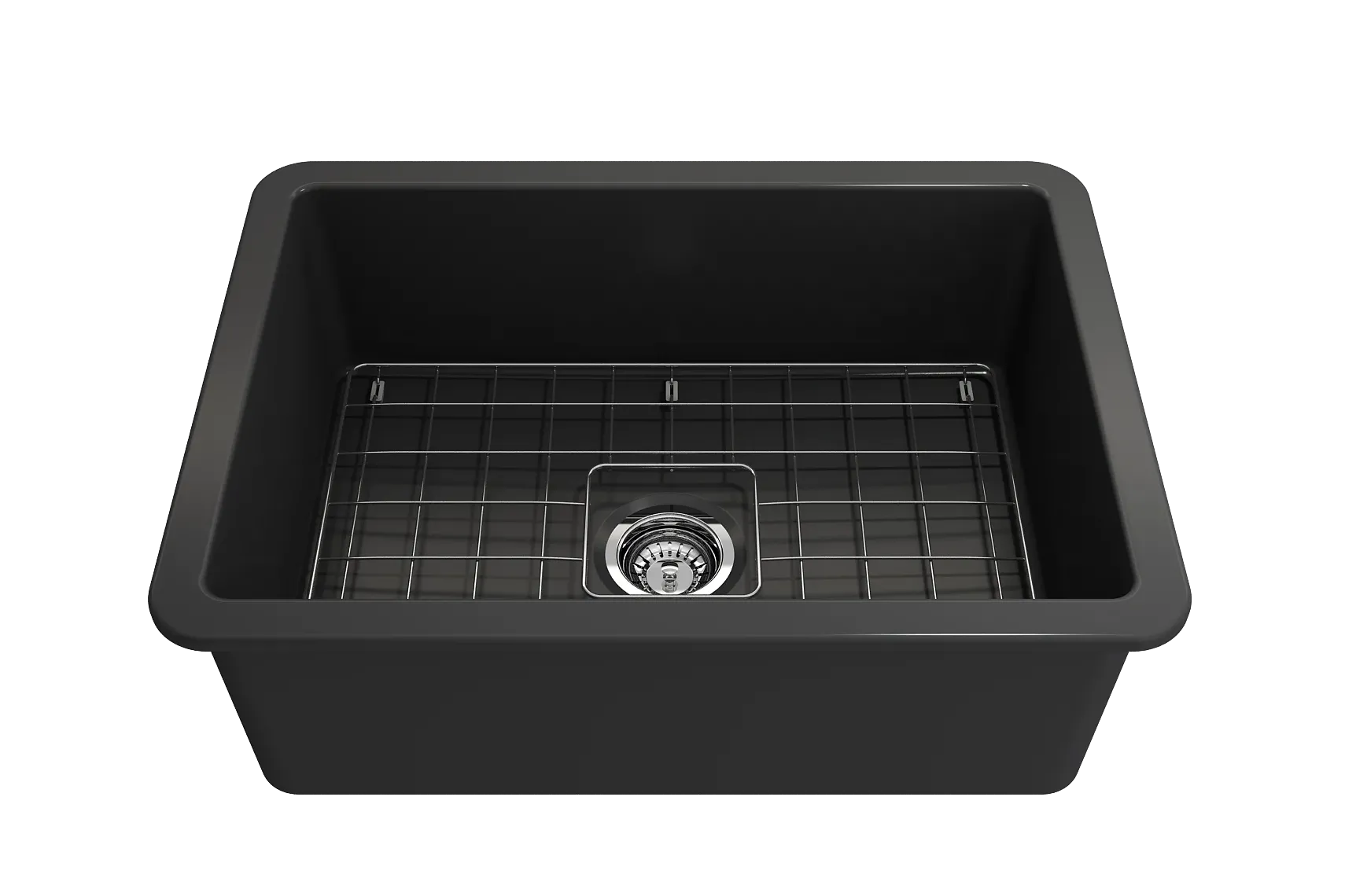 BOCCHI Sotto 27" Fireclay Dual Mount Single Bowl Kitchen Sink, Matte Dark Gray, 1360-020-0120