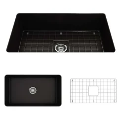 BOCCHI Sotto 32" Fireclay Undermount Single Bowl Kitchen Sink, Matte Black, 1362-004-0120