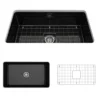 BOCCHI Sotto 32" Fireclay Undermount Single Bowl Kitchen Sink, Black, 1362-005-0120