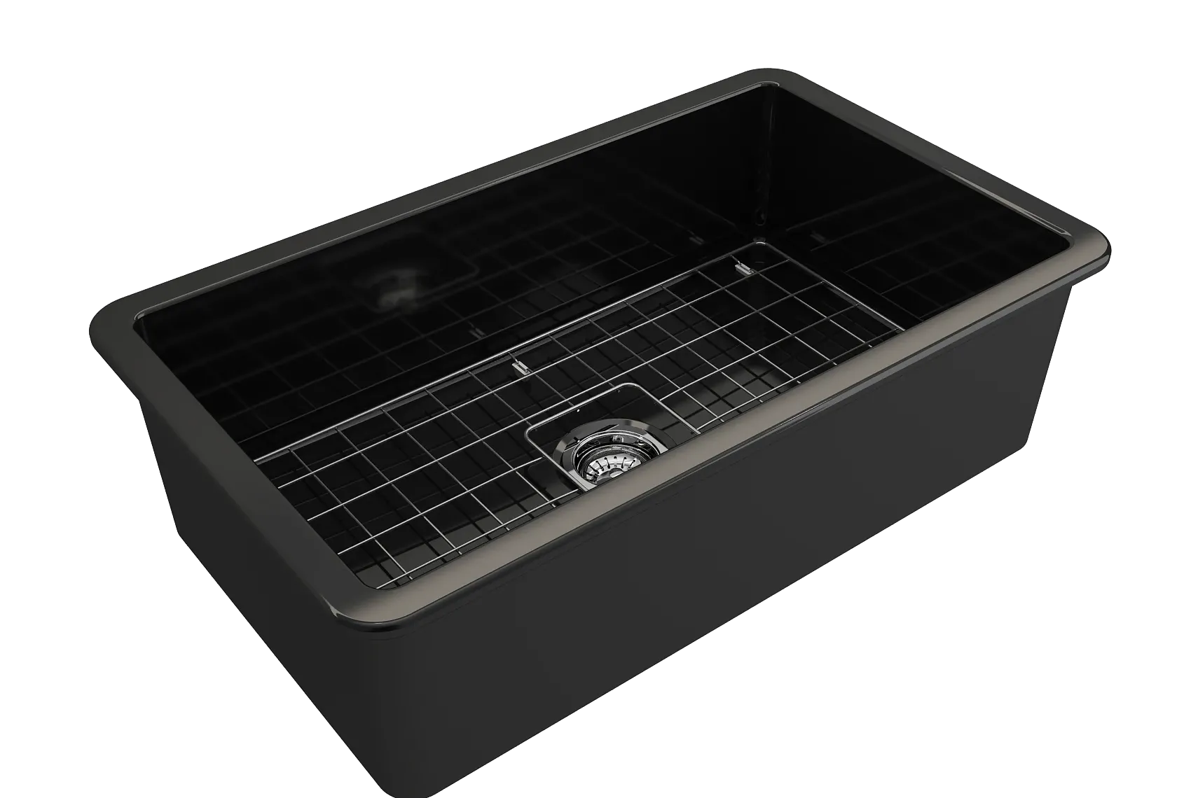 BOCCHI Sotto 32" Fireclay Undermount Single Bowl Kitchen Sink, Black, 1362-005-0120