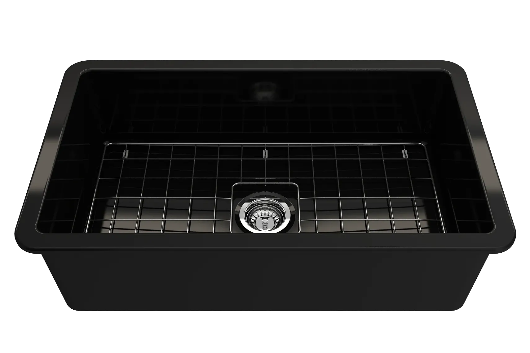 BOCCHI Sotto 32" Fireclay Undermount Single Bowl Kitchen Sink, Black, 1362-005-0120