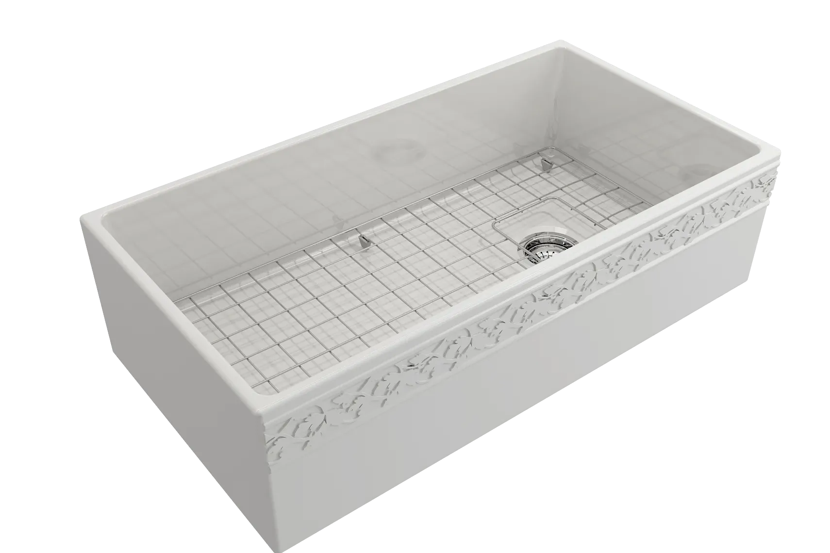 BOCCHI Vigneto 36" Fireclay Farmhouse Apron Single Bowl Kitchen Sink, White, 1355-001-0120