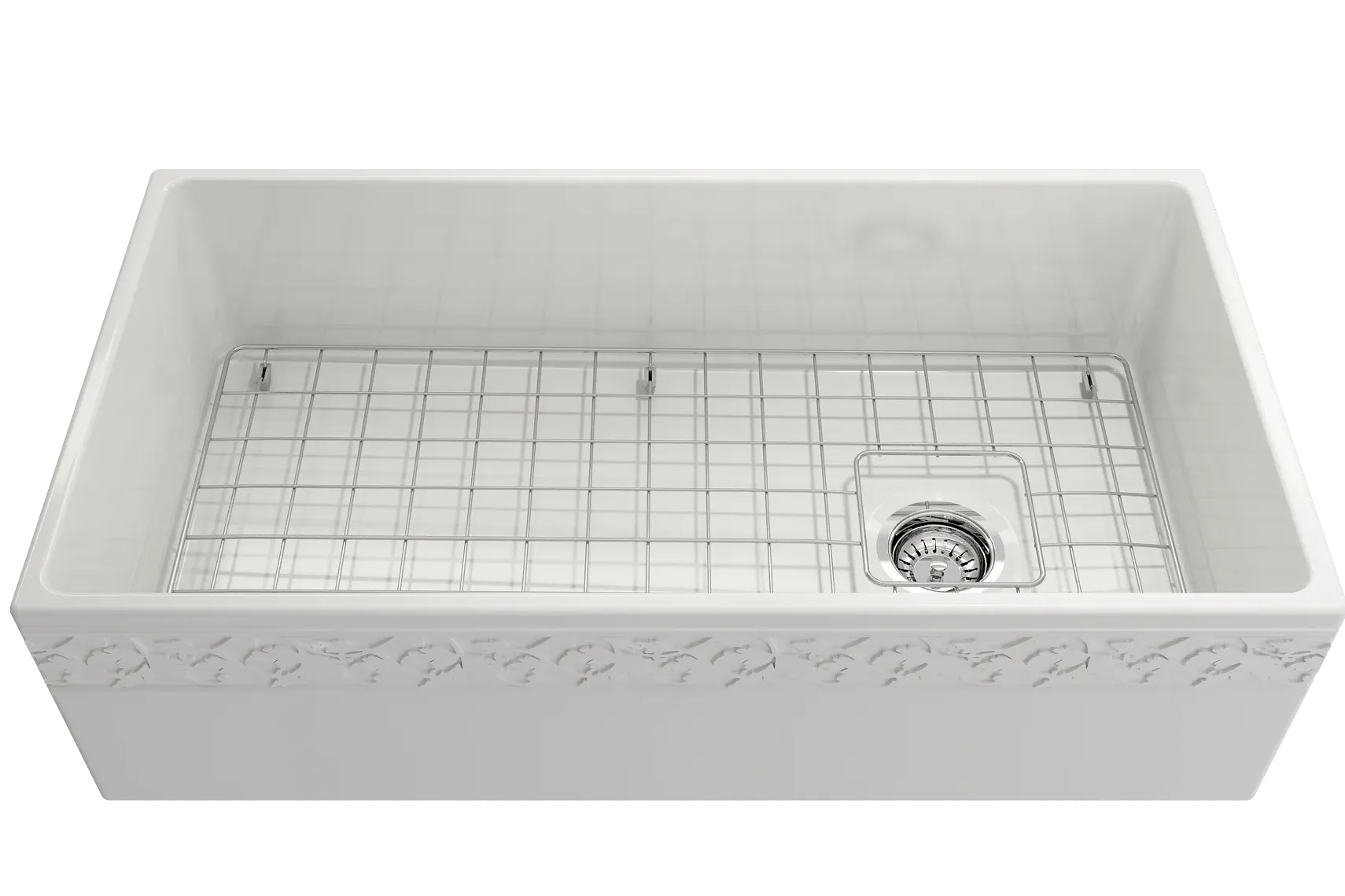 BOCCHI Vigneto 36" Fireclay Farmhouse Apron Single Bowl Kitchen Sink, White, 1355-001-0120