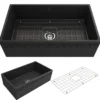 BOCCHI Vigneto 33" Fireclay Farmhouse Apron Single Bowl Kitchen Sink, Matte Dark Gray, 1353-020-0120