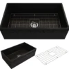 BOCCHI Vigneto 33" Fireclay Farmhouse Apron Single Bowl Kitchen Sink, Matte Black, 1353-004-0120