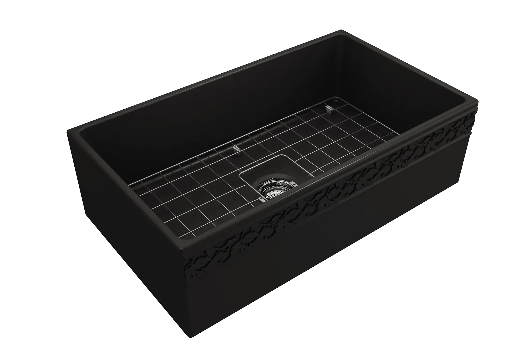 BOCCHI Vigneto 33" Fireclay Farmhouse Apron Single Bowl Kitchen Sink, Matte Black, 1353-004-0120