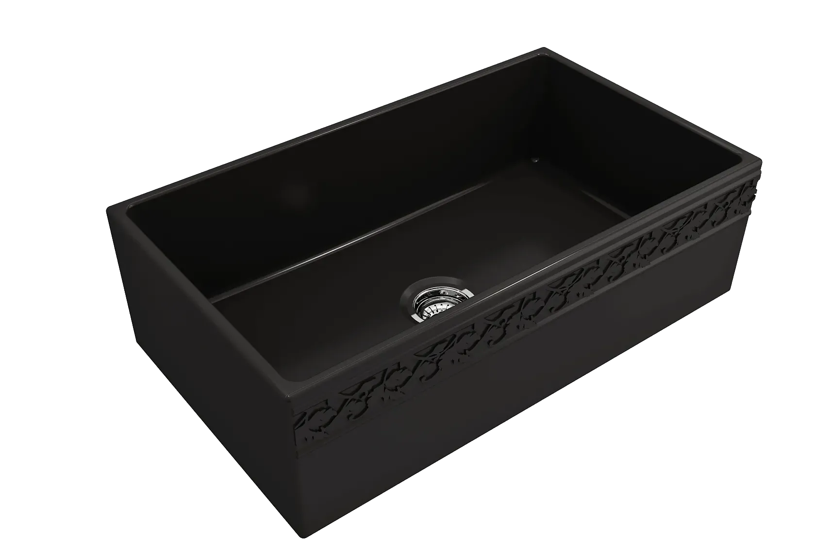 BOCCHI Vigneto 33" Fireclay Farmhouse Apron Single Bowl Kitchen Sink, Matte Black, 1353-004-0120