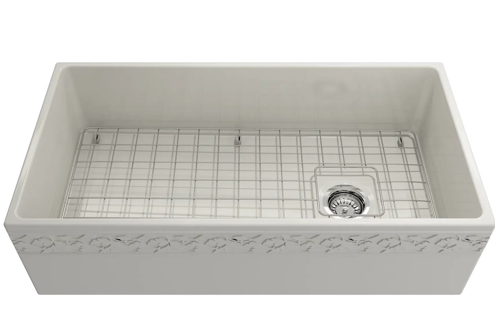 BOCCHI Vigneto 36" Fireclay Farmhouse Apron Single Bowl Kitchen Sink, Biscuit, 1355-014-0120