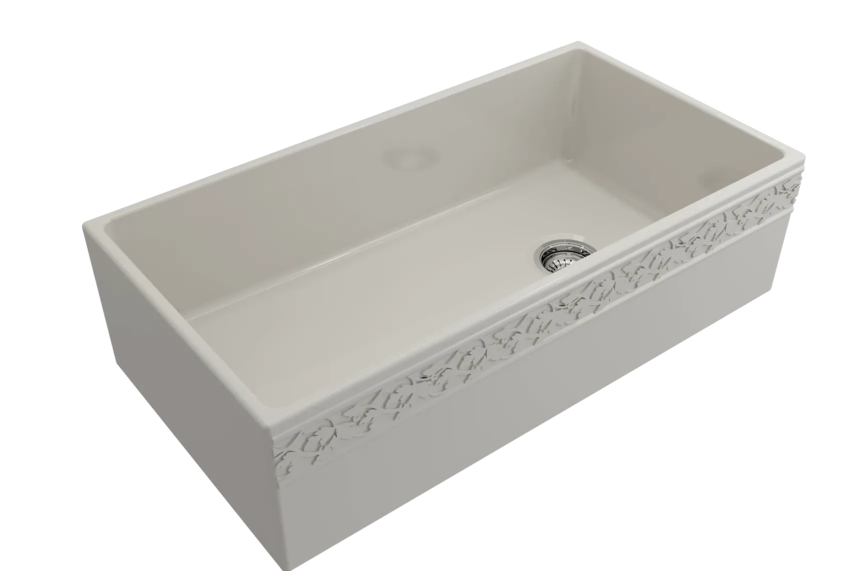 BOCCHI Vigneto 36" Fireclay Farmhouse Apron Single Bowl Kitchen Sink, Biscuit, 1355-014-0120
