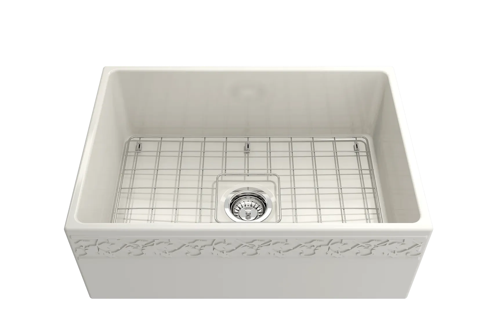 BOCCHI Vigneto 27" Fireclay Farmhouse Apron Single Bowl Kitchen Sink, Biscuit, 1357-014-0120