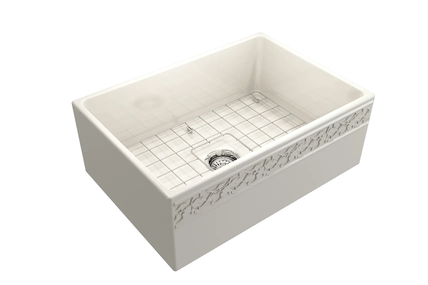 BOCCHI Vigneto 27" Fireclay Farmhouse Apron Single Bowl Kitchen Sink, Biscuit, 1357-014-0120
