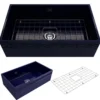 BOCCHI Vigneto 33" Fireclay Farmhouse Apron Single Bowl Kitchen Sink, Sapphire Blue, 1353-010-0120