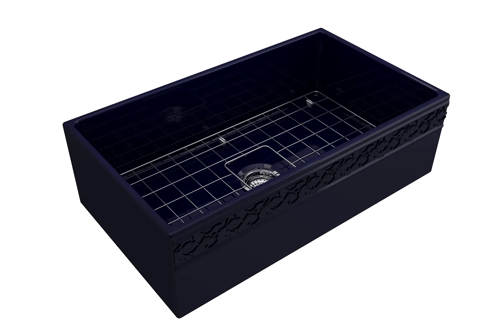 BOCCHI Vigneto 33" Fireclay Farmhouse Apron Single Bowl Kitchen Sink, Sapphire Blue, 1353-010-0120