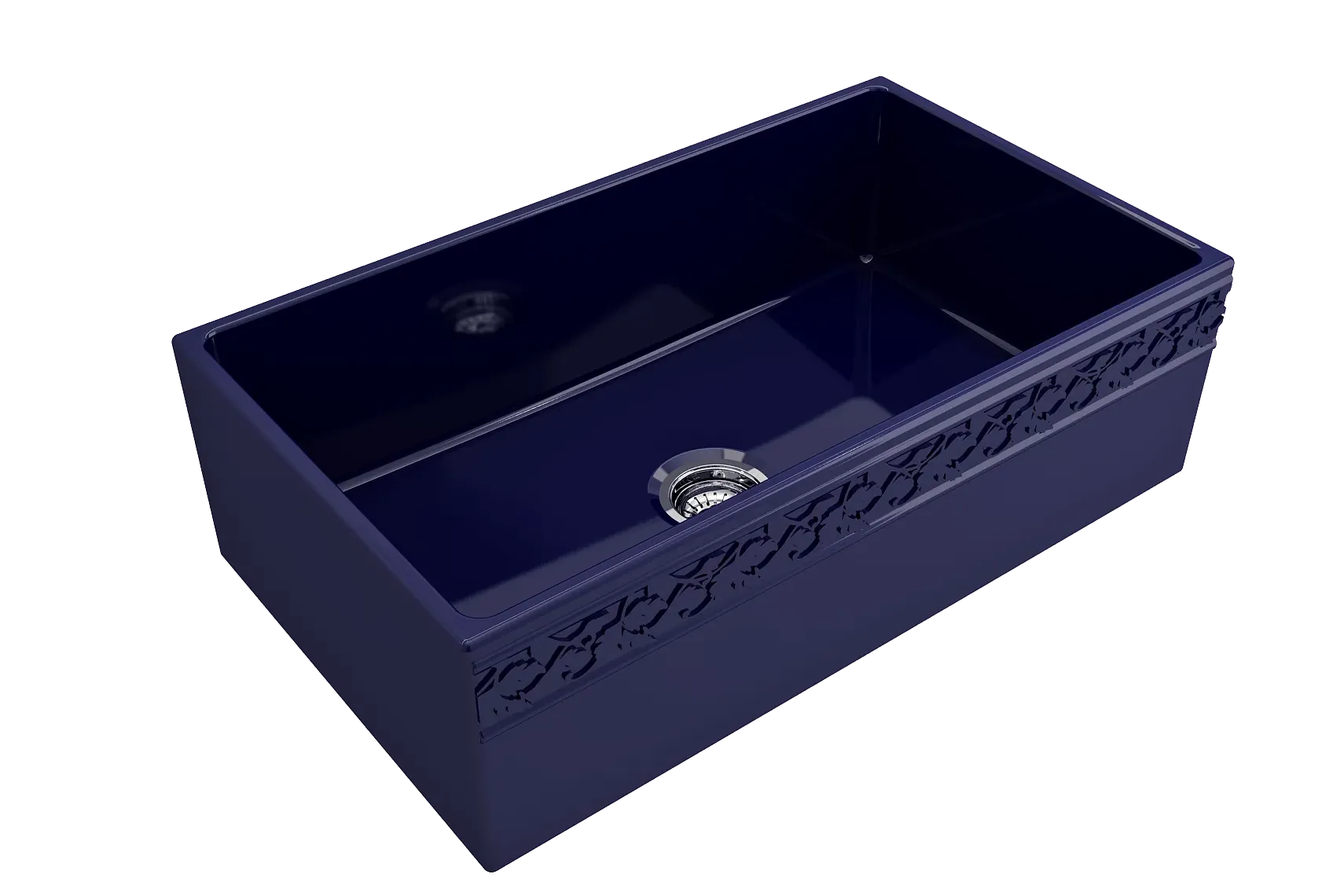 BOCCHI Vigneto 33" Fireclay Farmhouse Apron Single Bowl Kitchen Sink, Sapphire Blue, 1353-010-0120