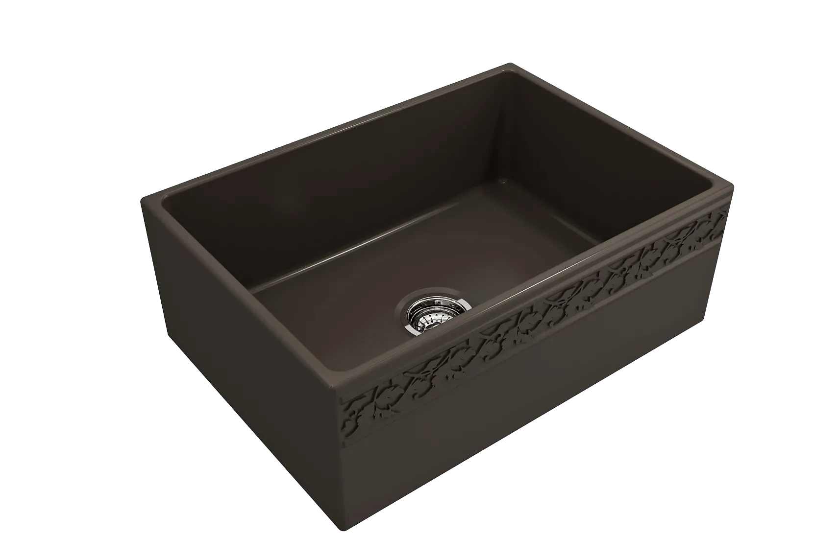 BOCCHI Vigneto 27" Fireclay Farmhouse Apron Single Bowl Kitchen Sink, Matte Brown, 1357-025-0120
