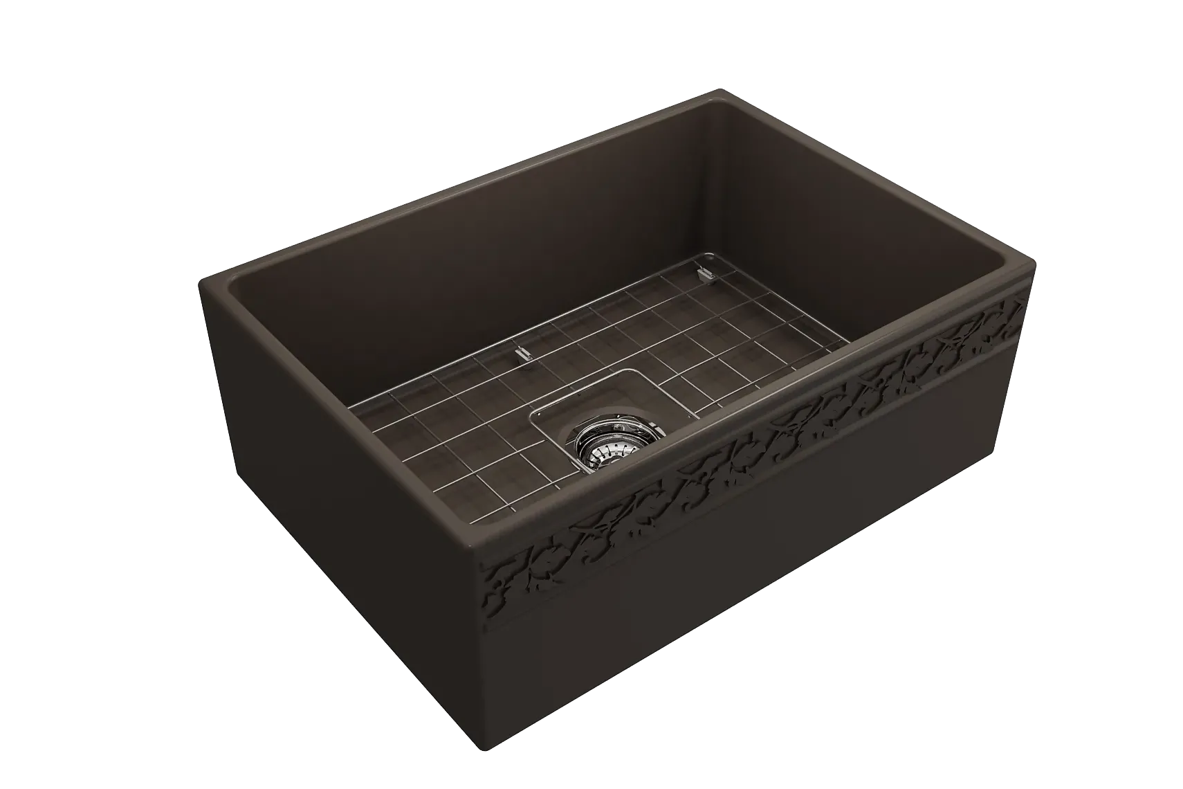 BOCCHI Vigneto 27" Fireclay Farmhouse Apron Single Bowl Kitchen Sink, Matte Brown, 1357-025-0120