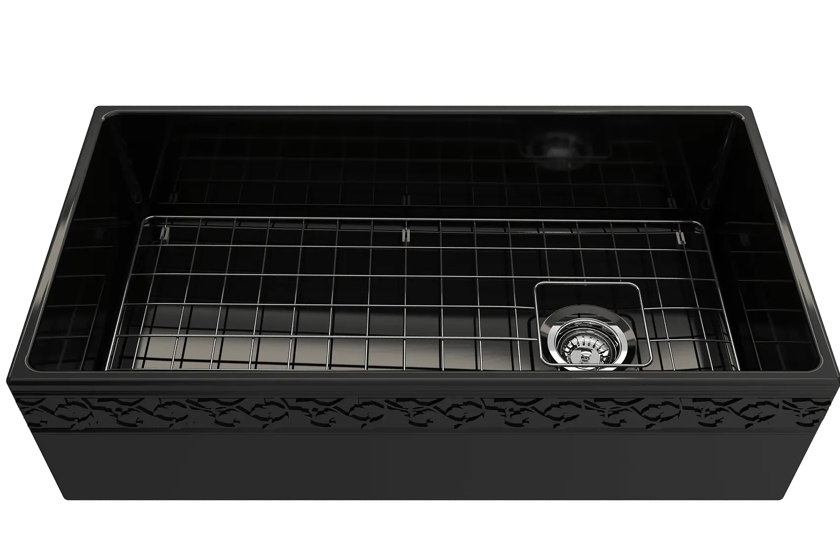 BOCCHI Vigneto 36" Fireclay Farmhouse Apron Single Bowl Kitchen Sink, Black, 1355-005-0120