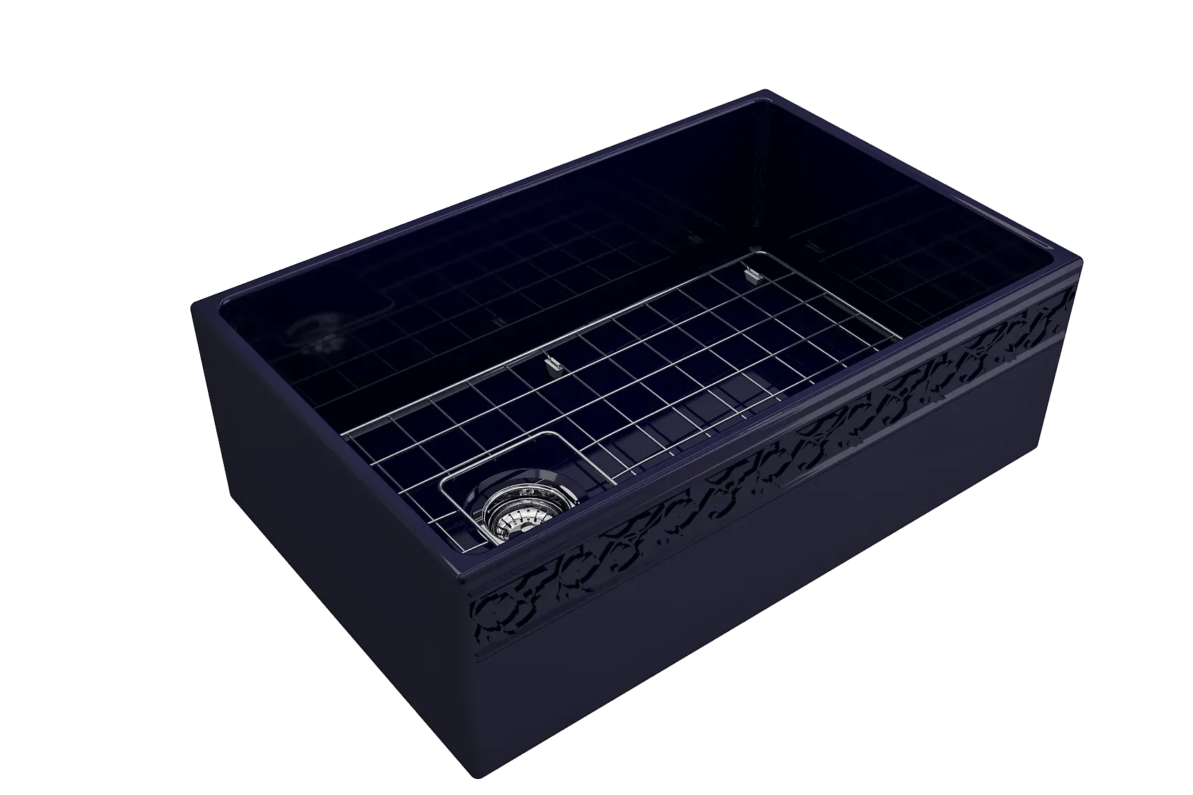 BOCCHI Vigneto 30" Fireclay Farmhouse Apron Single Bowl Kitchen Sink, Sapphire Blue, 1347-010-0120