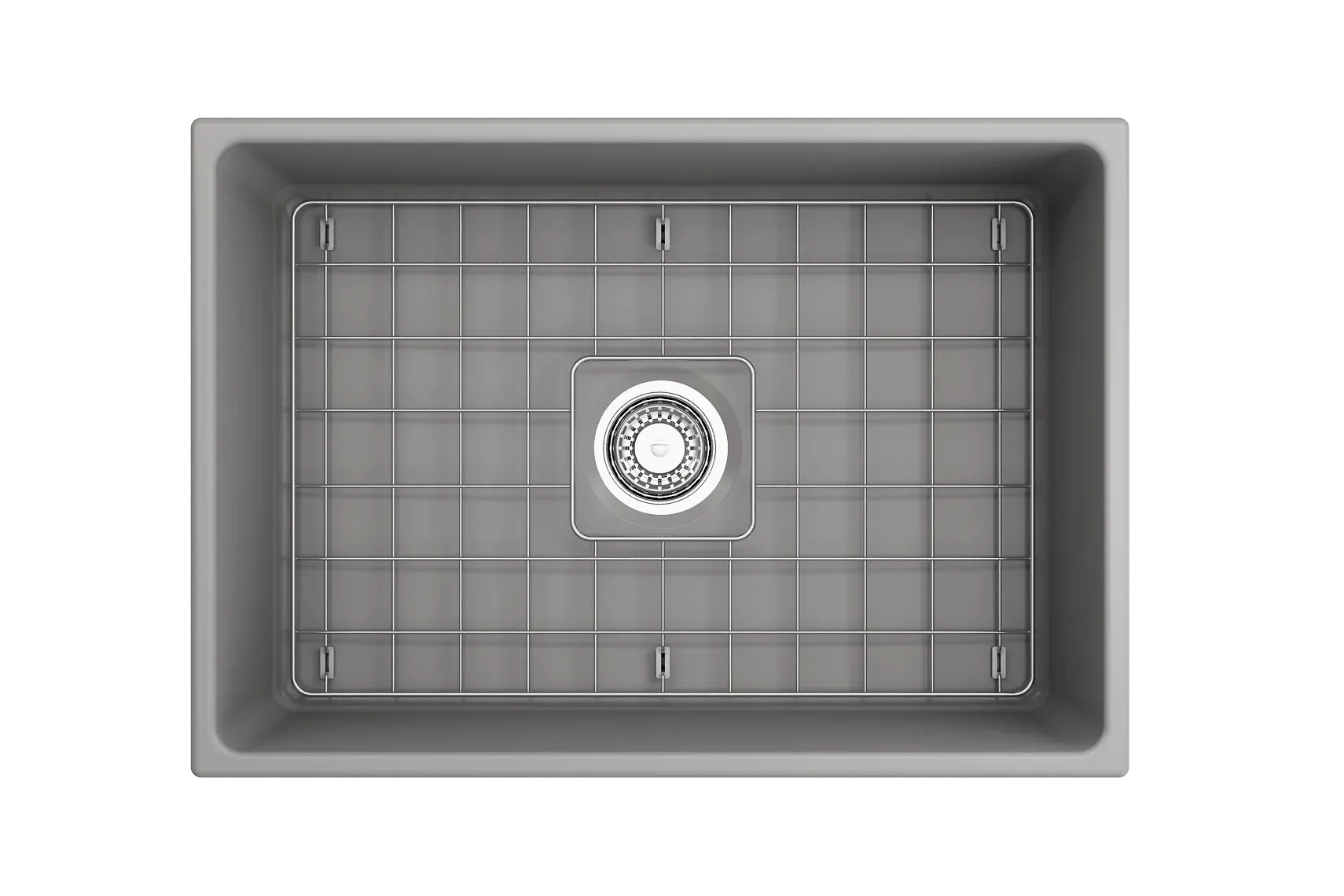 BOCCHI Vigneto 27" Fireclay Farmhouse Apron Single Bowl Kitchen Sink, Matte Gray, 1357-006-0120