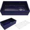 BOCCHI Vigneto 36" Fireclay Farmhouse Apron Single Bowl Kitchen Sink, Sapphire Blue, 1355-010-0120