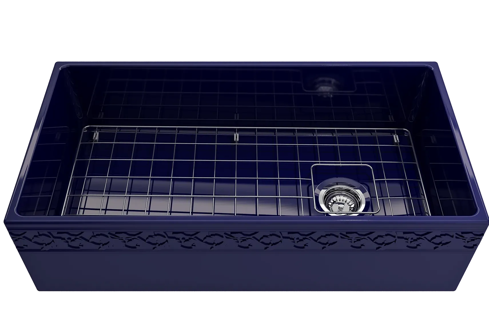 BOCCHI Vigneto 36" Fireclay Farmhouse Apron Single Bowl Kitchen Sink, Sapphire Blue, 1355-010-0120