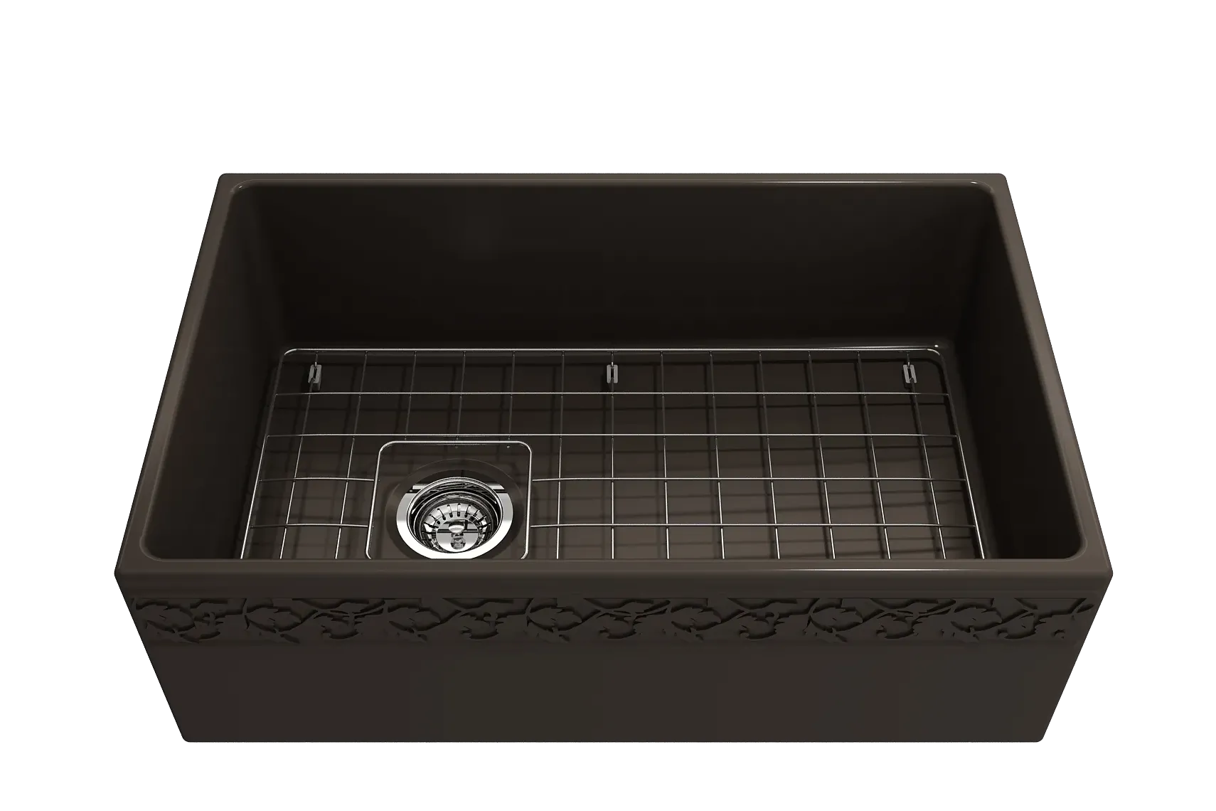 BOCCHI Vigneto 30" Fireclay Farmhouse Apron Single Bowl Kitchen Sink, Matte Brown, 1347-025-0120
