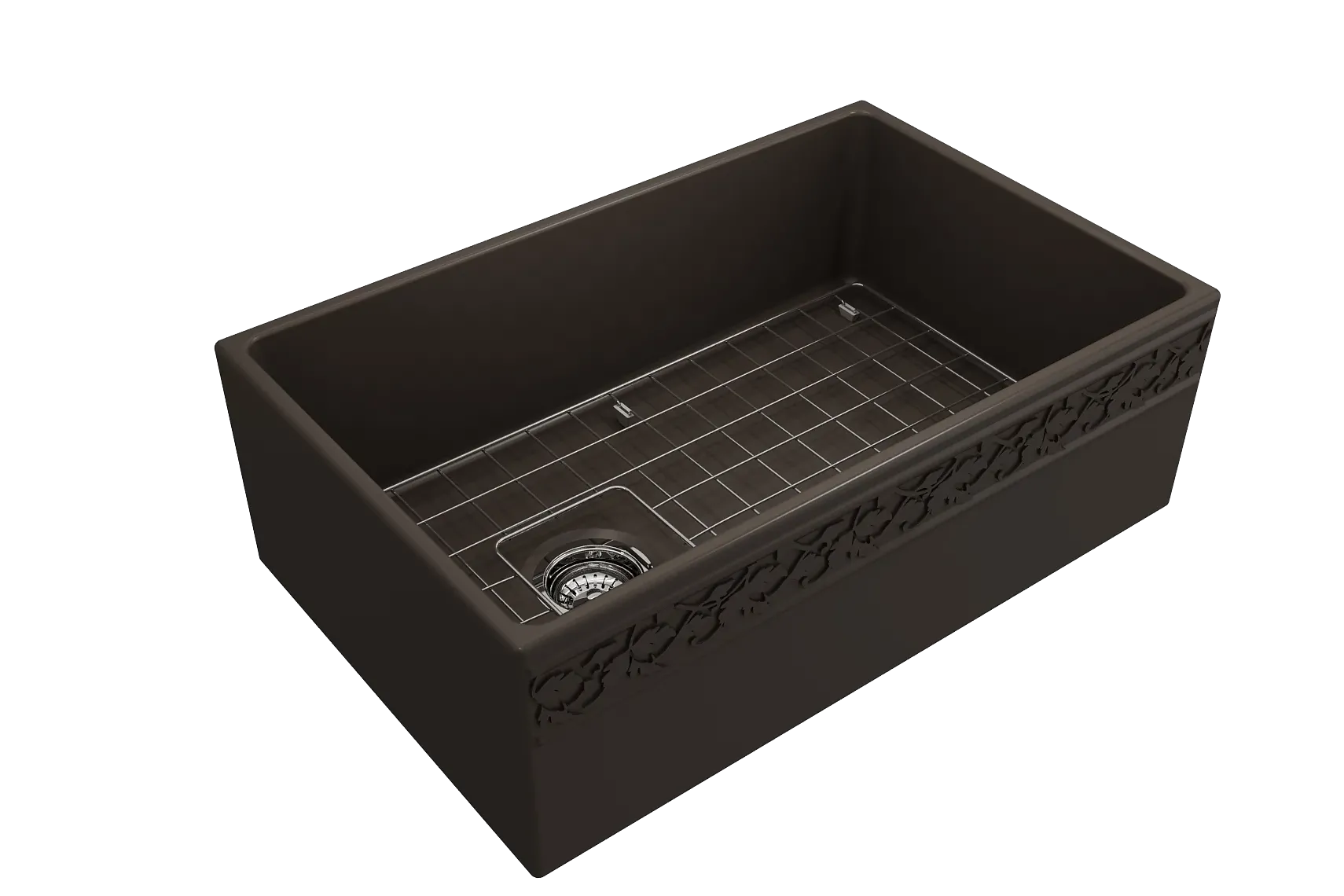 BOCCHI Vigneto 30" Fireclay Farmhouse Apron Single Bowl Kitchen Sink, Matte Brown, 1347-025-0120