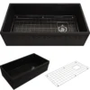 BOCCHI Vigneto 36" Fireclay Farmhouse Apron Single Bowl Kitchen Sink, Matte Black, 1355-004-0120