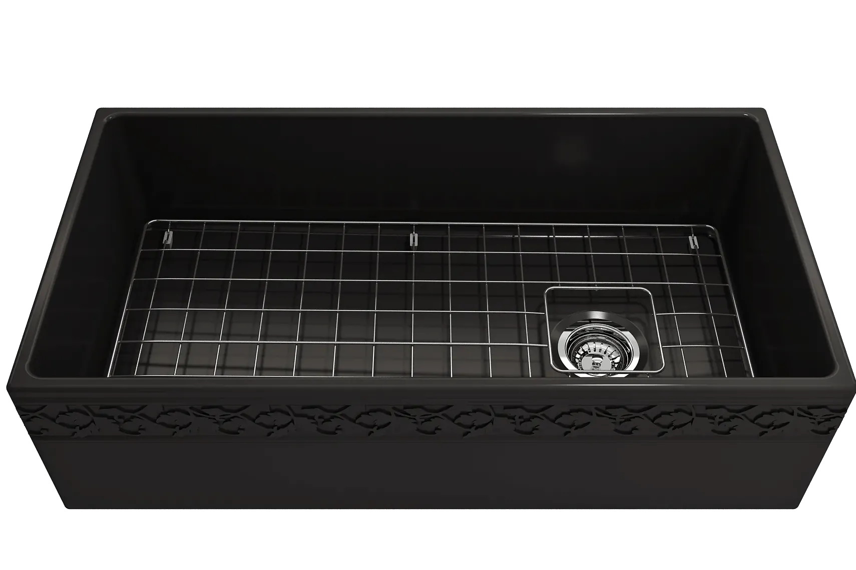 BOCCHI Vigneto 36" Fireclay Farmhouse Apron Single Bowl Kitchen Sink, Matte Black, 1355-004-0120