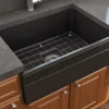 BOCCHI Vigneto 27" Fireclay Farmhouse Apron Single Bowl Kitchen Sink, Matte Black, 1357-004-0120