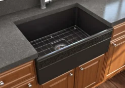 BOCCHI Vigneto 27" Fireclay Farmhouse Apron Single Bowl Kitchen Sink, Matte Black, 1357-004-0120