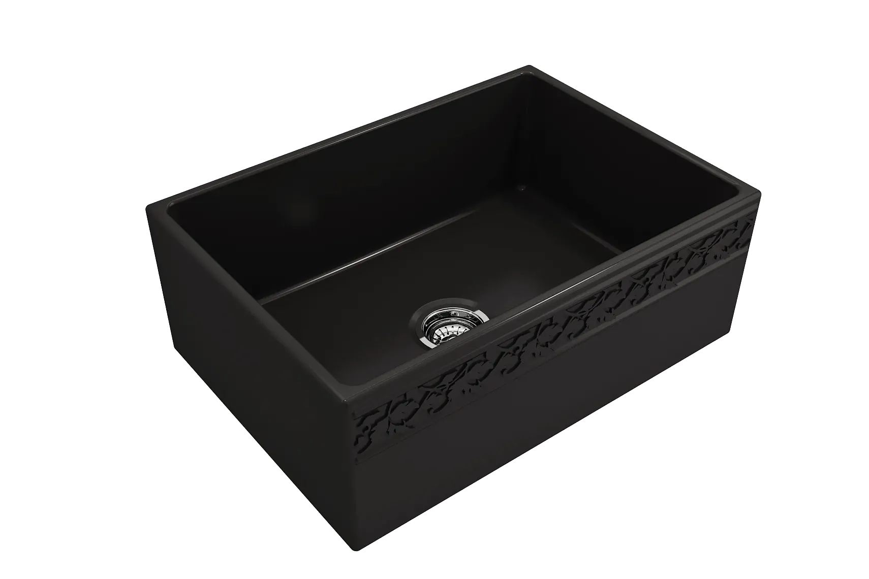 BOCCHI Vigneto 27" Fireclay Farmhouse Apron Single Bowl Kitchen Sink, Matte Black, 1357-004-0120