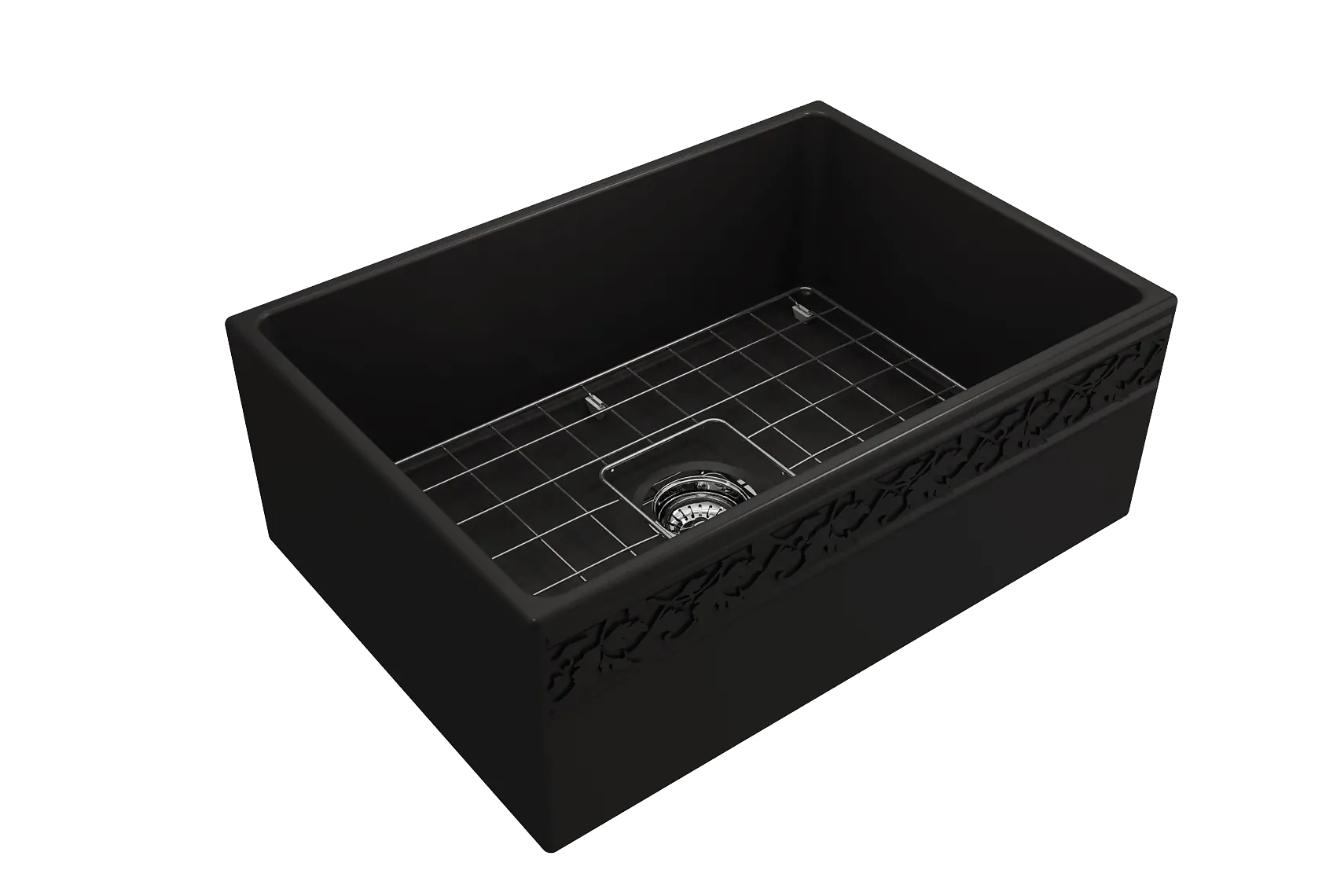 BOCCHI Vigneto 27" Fireclay Farmhouse Apron Single Bowl Kitchen Sink, Matte Black, 1357-004-0120