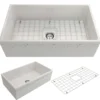BOCCHI Vigneto 33" Fireclay Farmhouse Apron Single Bowl Kitchen Sink, White, 1353-001-0120