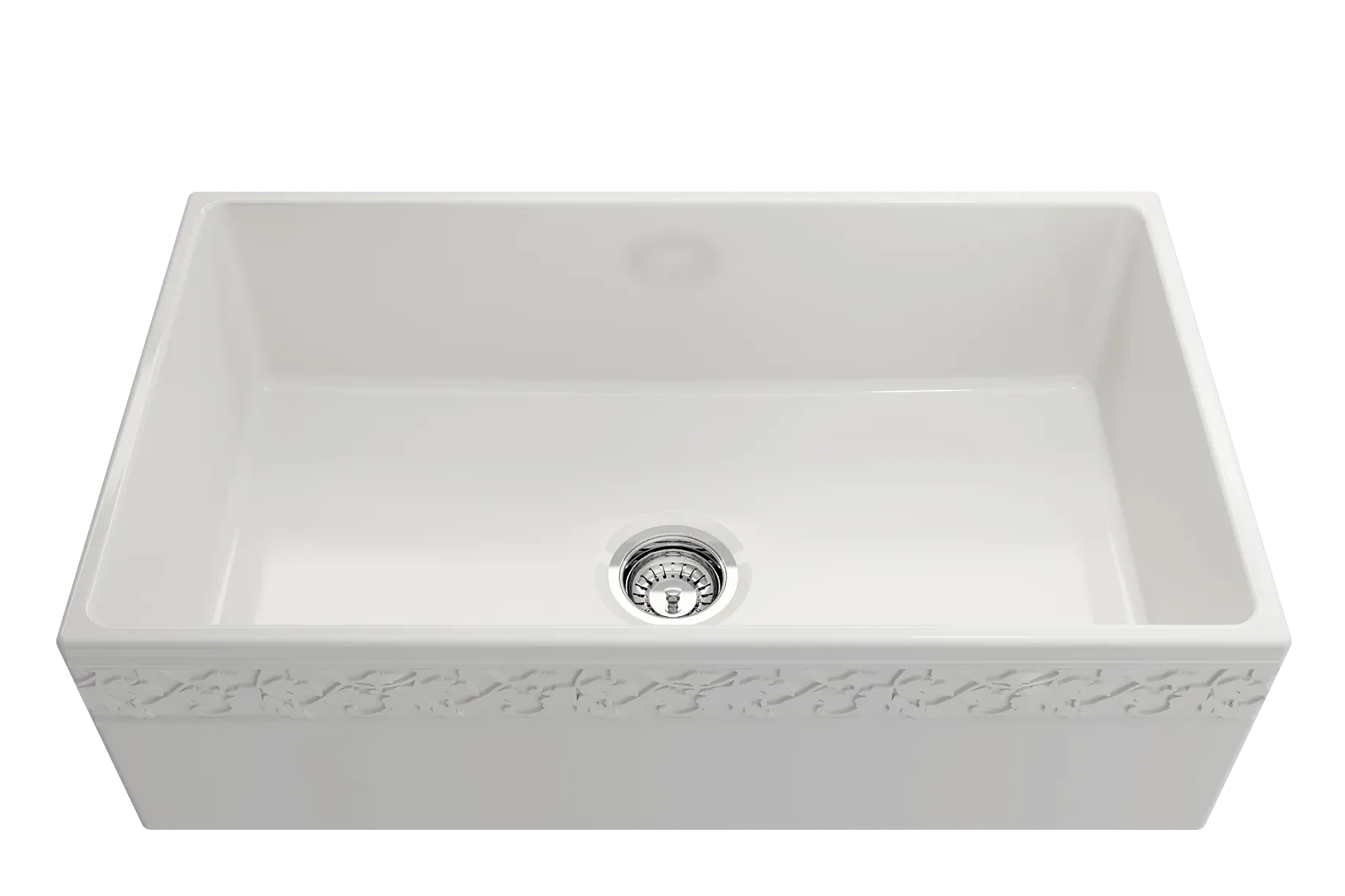 BOCCHI Vigneto 33" Fireclay Farmhouse Apron Single Bowl Kitchen Sink, White, 1353-001-0120
