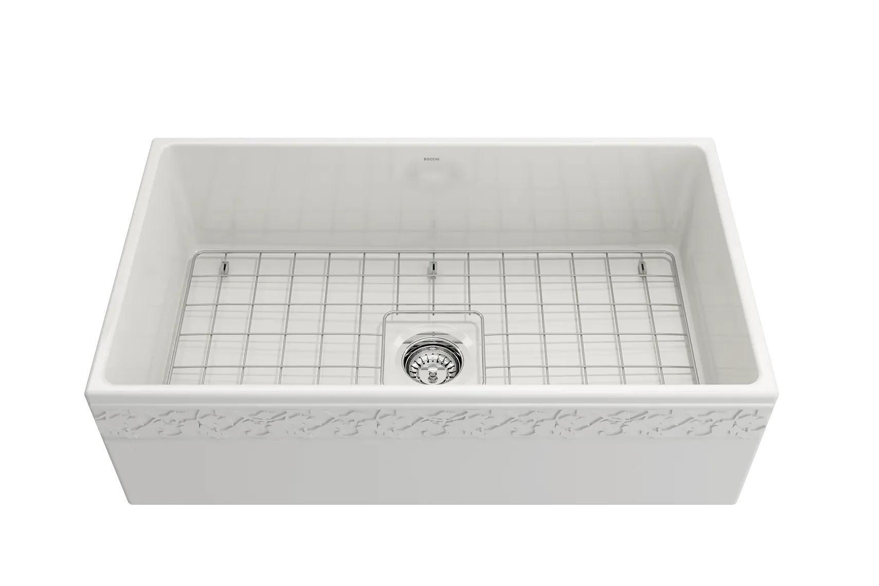 BOCCHI Vigneto 33" Fireclay Farmhouse Apron Single Bowl Kitchen Sink, White, 1353-001-0120