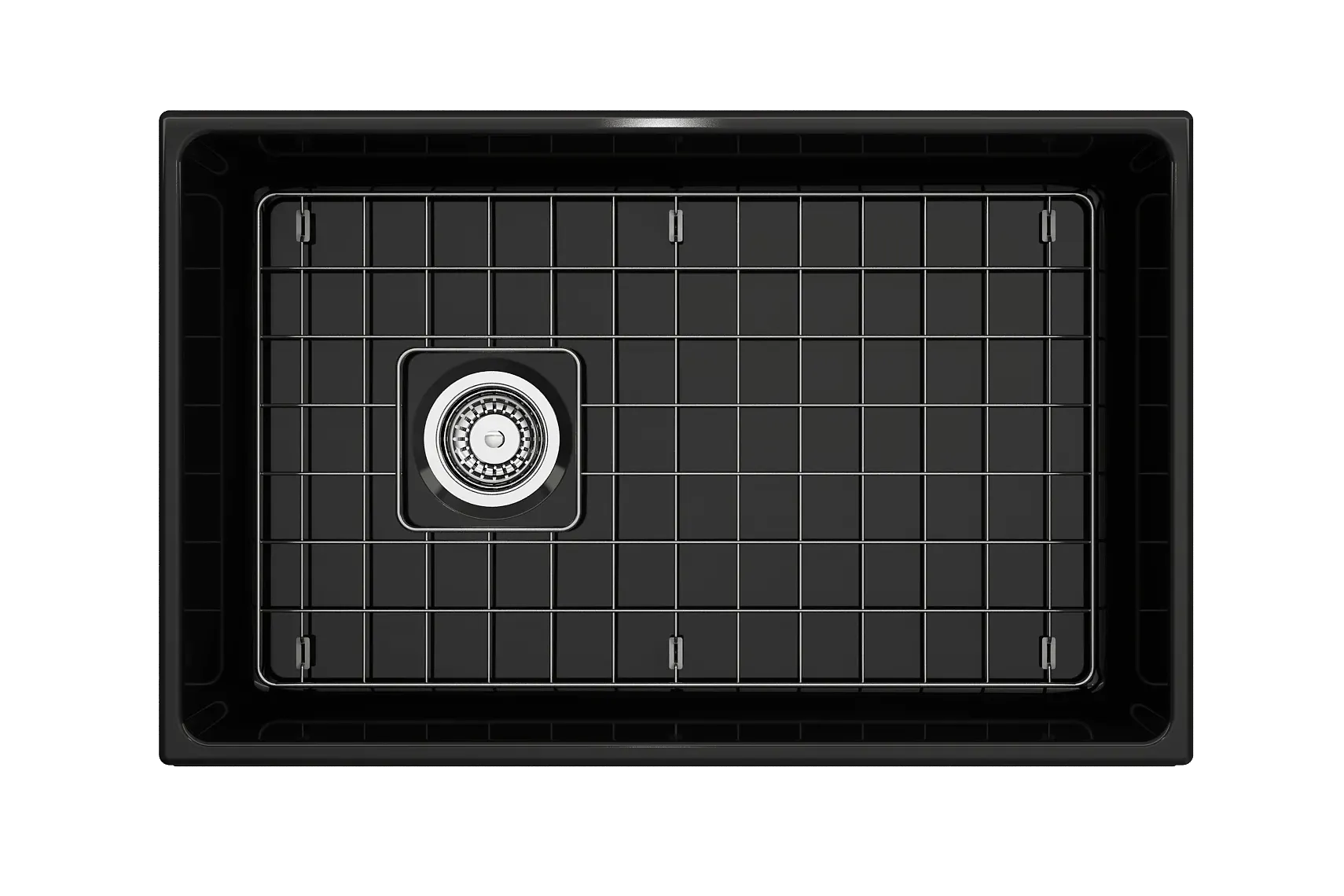 BOCCHI Vigneto 30" Fireclay Farmhouse Apron Single Bowl Kitchen Sink, Black, 1347-005-0120