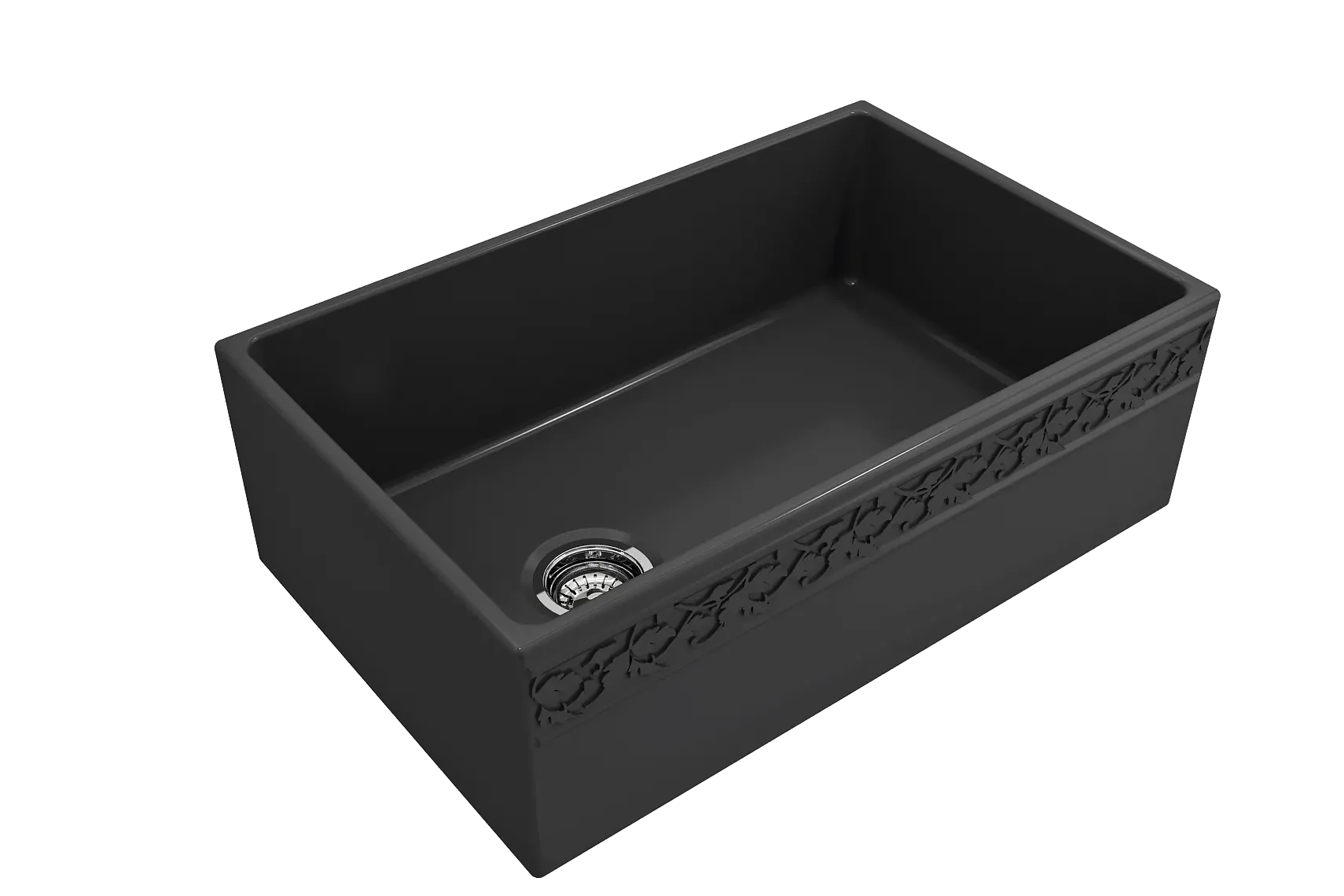 BOCCHI Vigneto 30" Fireclay Farmhouse Apron Single Bowl Kitchen Sink, Matte Dark Gray, 1347-020-0120