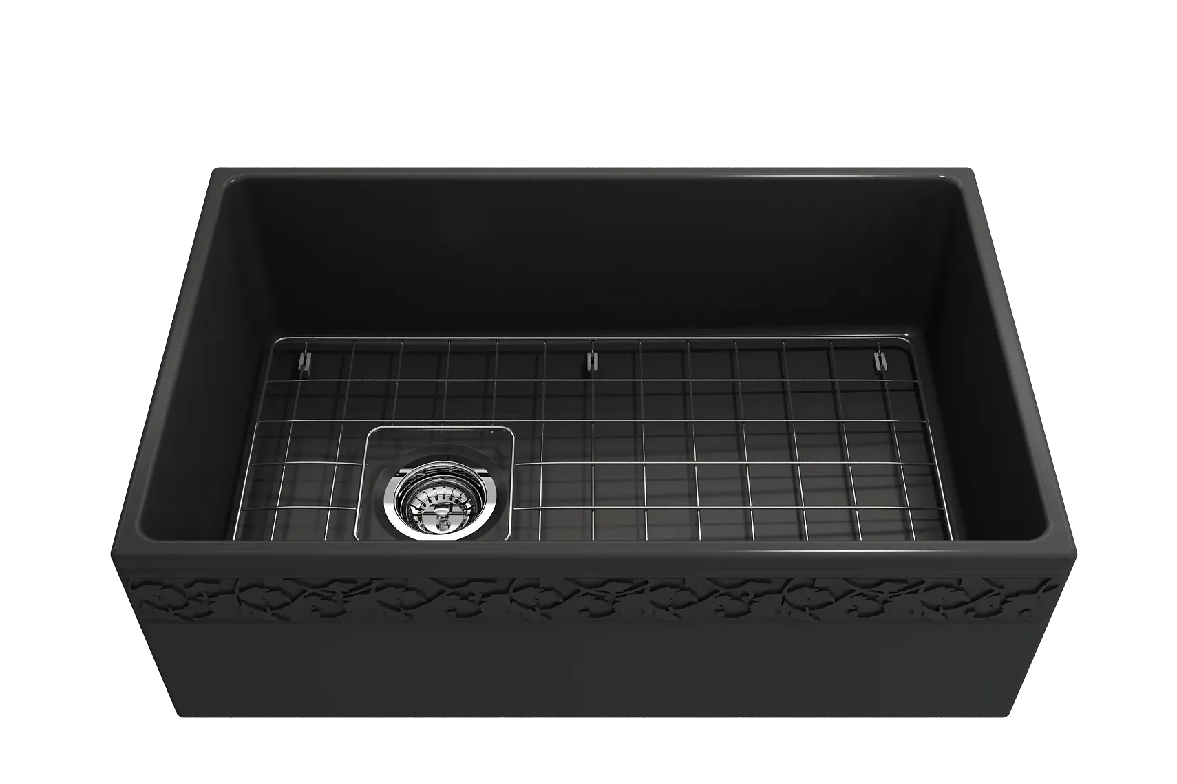 BOCCHI Vigneto 30" Fireclay Farmhouse Apron Single Bowl Kitchen Sink, Matte Dark Gray, 1347-020-0120