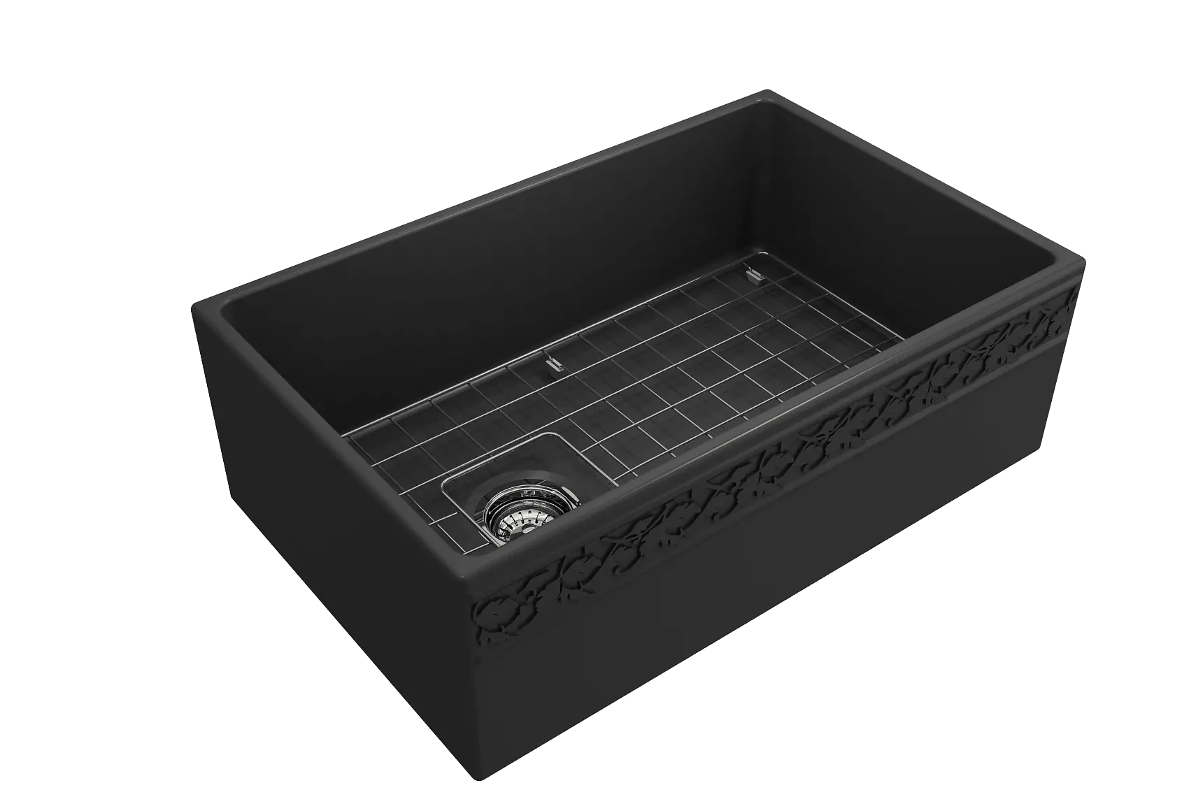 BOCCHI Vigneto 30" Fireclay Farmhouse Apron Single Bowl Kitchen Sink, Matte Dark Gray, 1347-020-0120