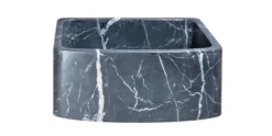 24" Charcoal Marquina Soapstone Farmhouse Kitchen Sink, Curved Front, Reversible, KFCF242110-CMS