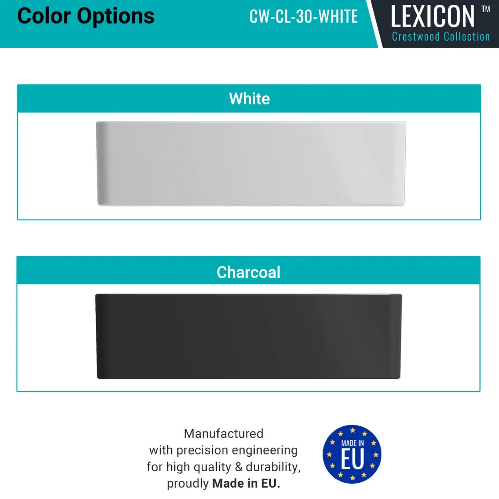 Crestwood 30" Fireclay Farmhouse Sink, White, CW-CL-30-WHITE