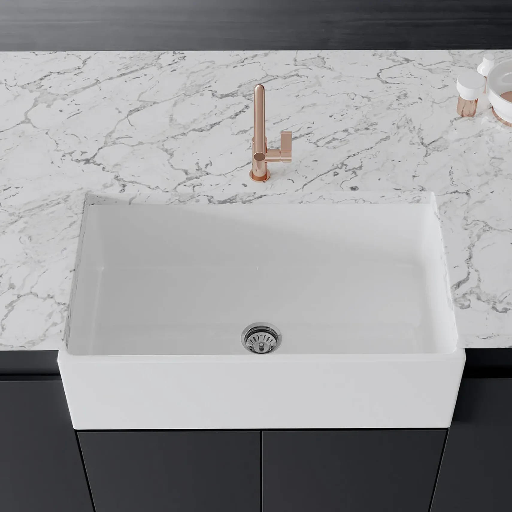 Crestwood 33" Fireclay Farmhouse Sink, White, CW-MOD-33-WHITE