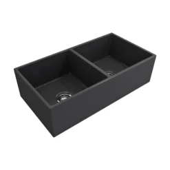 Crestwood 36" Fireclay Farmhouse Sink 50/50 Double Bowl, Charcoal, CW-MOD-362-DBL-CHARCOAL