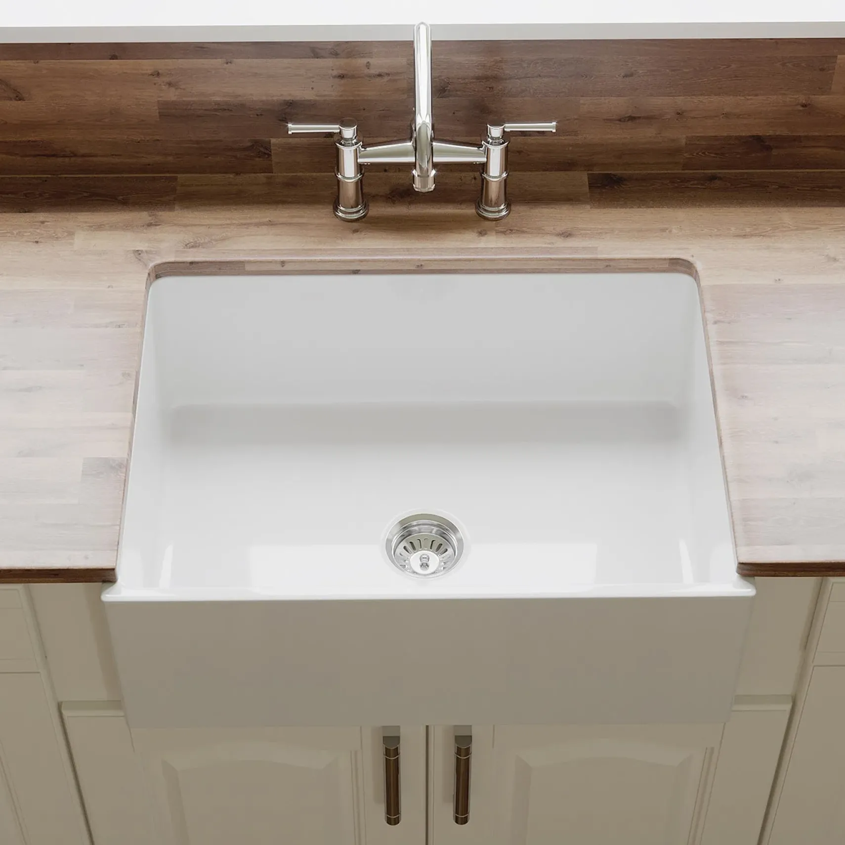 Crestwood 27" Fireclay Farmhouse Sink, White, CW-MOD-27-WHITE
