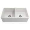 Crestwood 33" Fireclay Farmhouse Sink 50/50 Double Bowl, White, CW-CL-332-DBL-WHITE