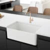 Crestwood 30" White Fireclay Farmhouse Sink, Casement/Smooth Front, CW-8130-W
