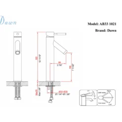 Dawn 13" 1.2 GPM Bathroom Faucet, Chrome, AB33 1021C
