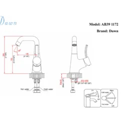 Dawn 8" 1.2 GPM Bathroom Faucet, Chrome, AB39 1172C